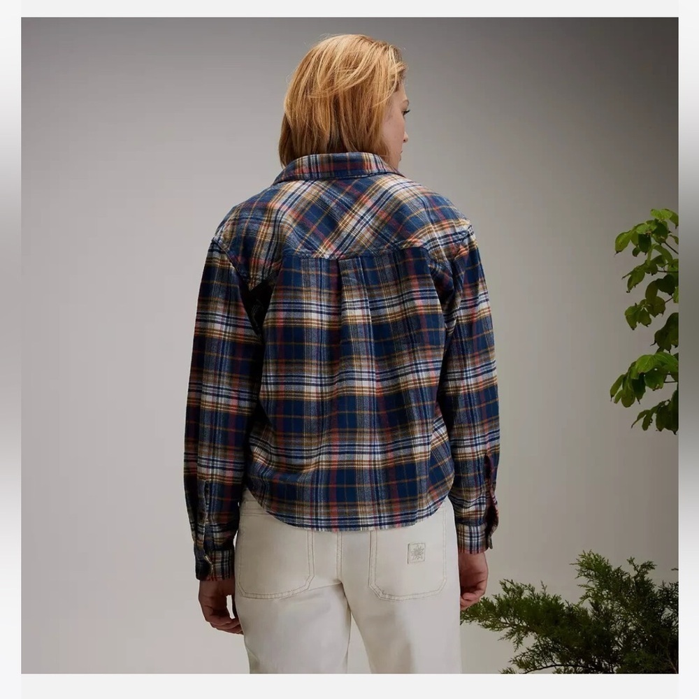 Alpine Design Womens Flannel XL Navy Brown Plaid - Picture 2 of 7